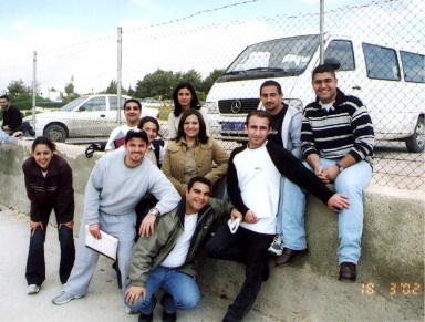 Picture of us at a basketball game at the university.   18.3.2002